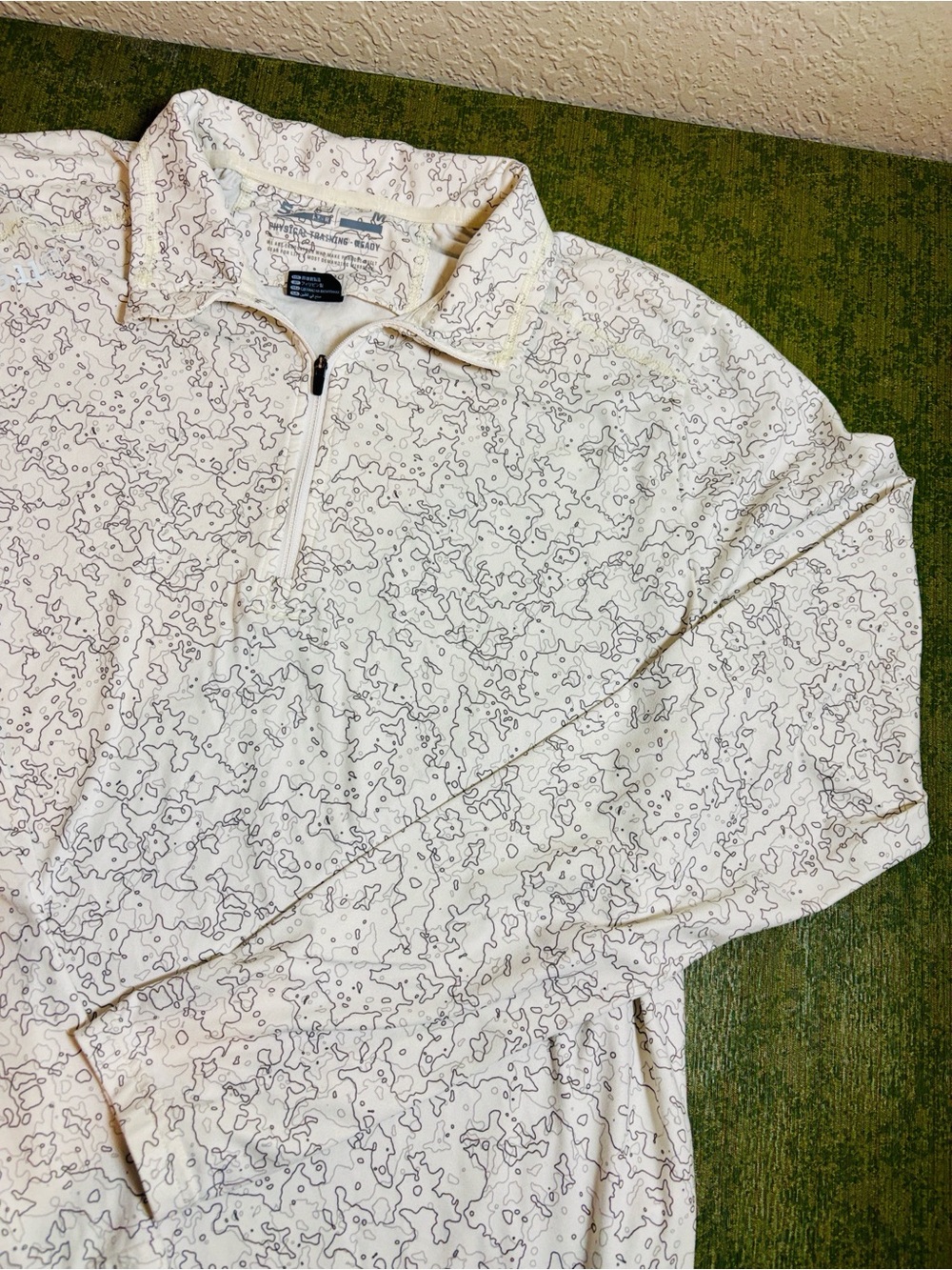 5.11 Tactical White Quarter-Zip Long Sleeve Polo with Abstract Line Print